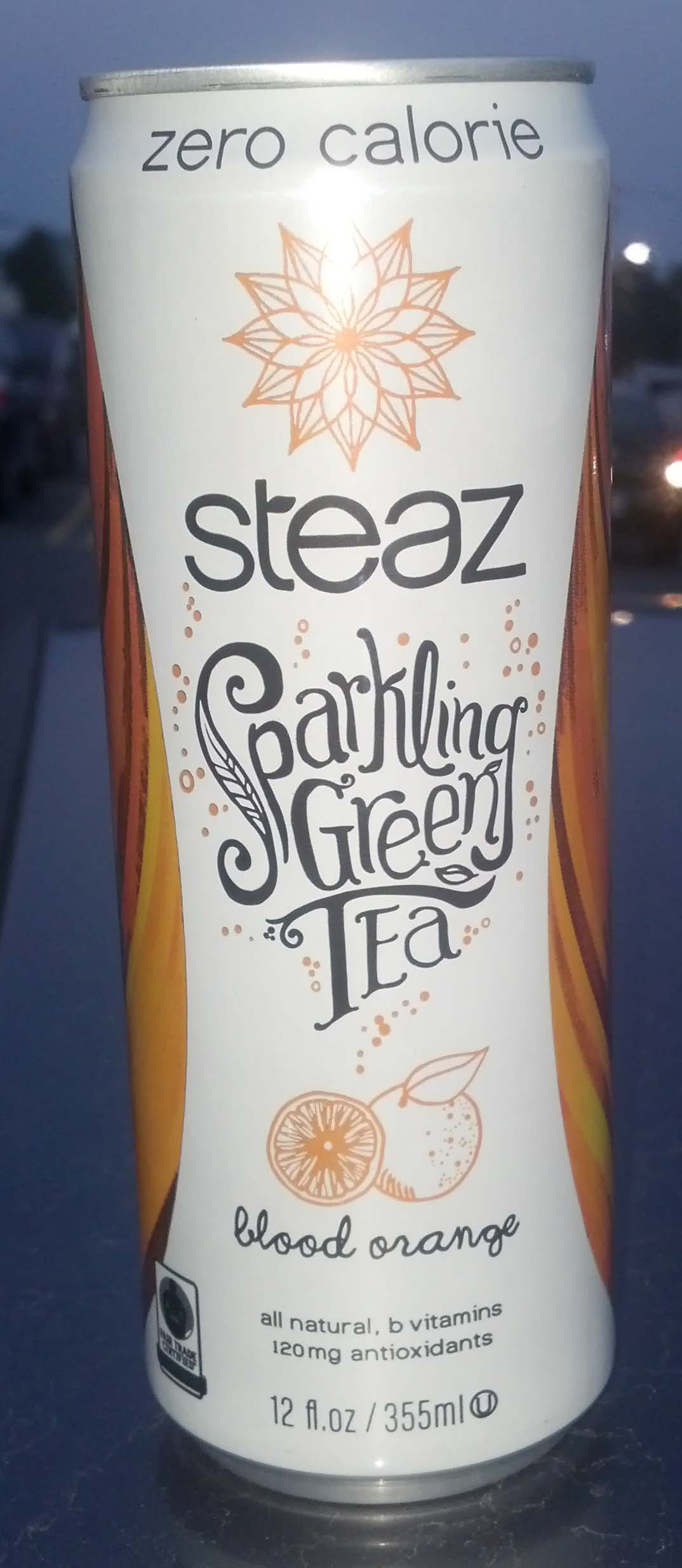 Steaz Sparkling Green Tea Zero Calorie Blood Orange Thirsty Dudes